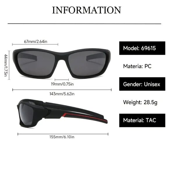 Gafas De Sol Lentes Para Humbres Nuevo Polarized Sunglasses Men‎ Wrap Around New - Picture 5 of 11
